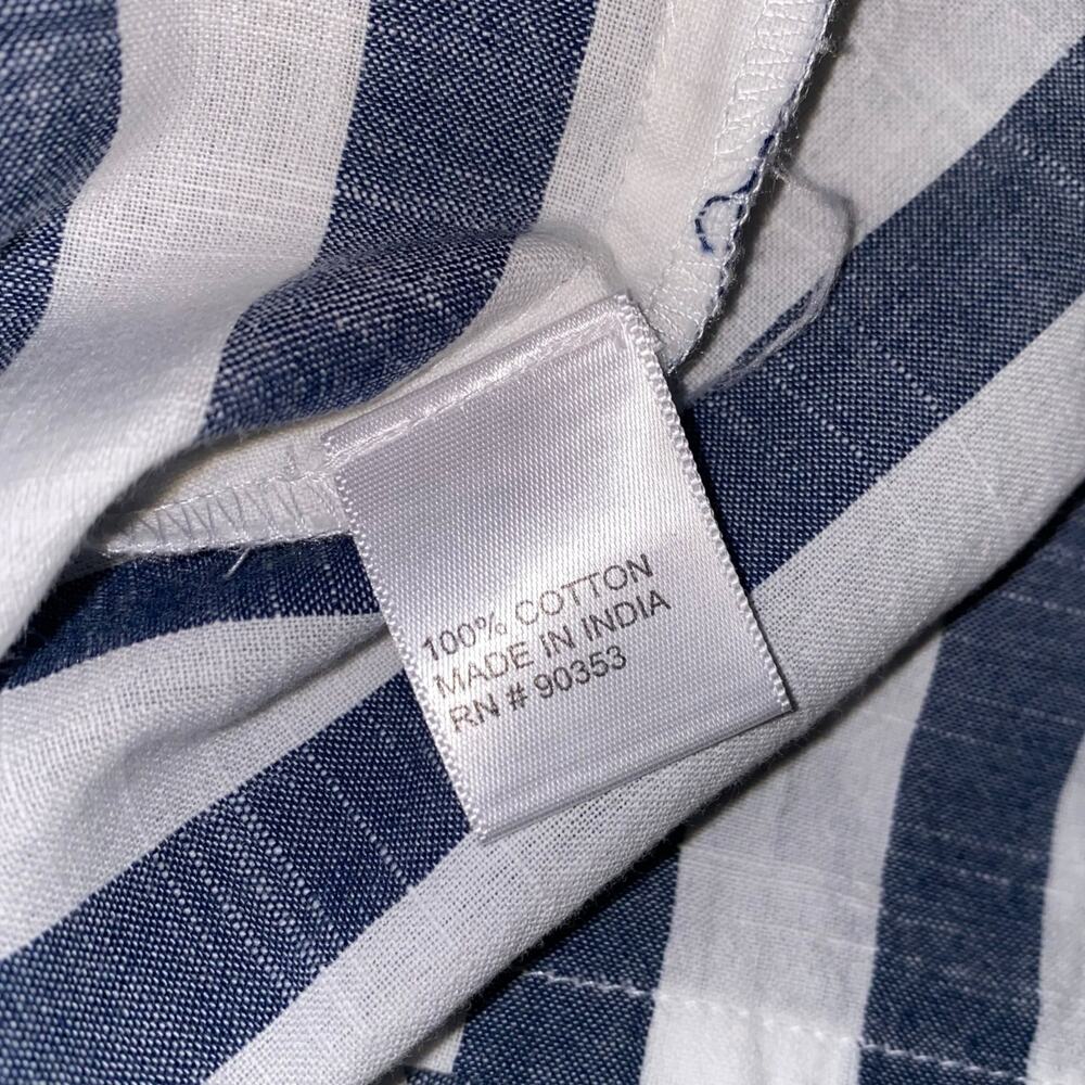 Women's Blue and White Stripe Bow Cut Out 100% Cotton A-Lined Dress - Picture 10 of 11